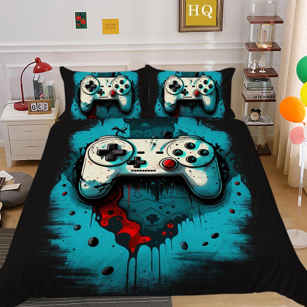 3D Game Console Printing Home Bedclothes Single Size Bed Clothes Boy Kid Highend Soft Bedding Set Cover