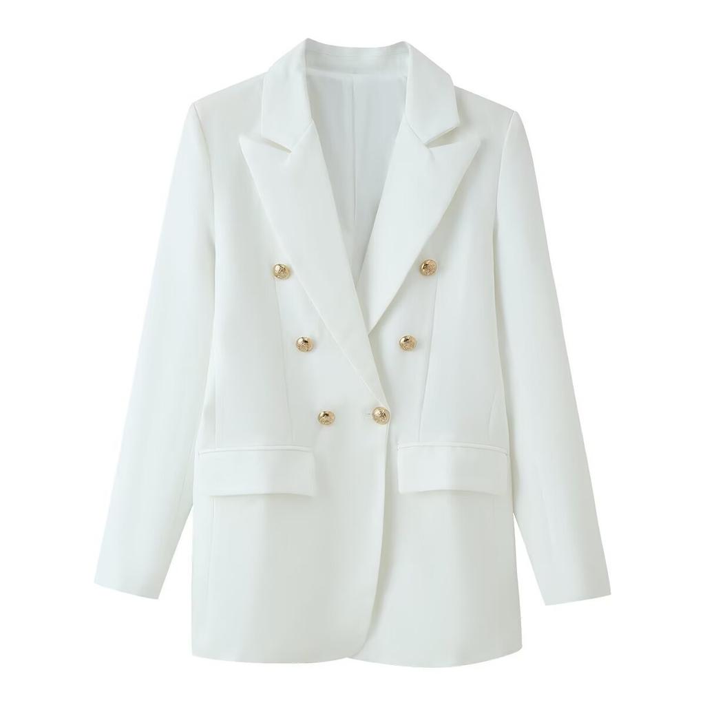 New Fashionable Metal Double-breasted Decorative Casual Blazer Jacket