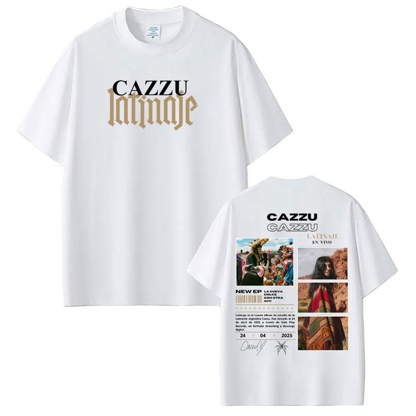 Singer Cazzu Latinaje Album Retro Print T Shirt Men Women Fashion Tshirt Shortsleeved Cotton Harajuku Casual Tshirts Fan Gift