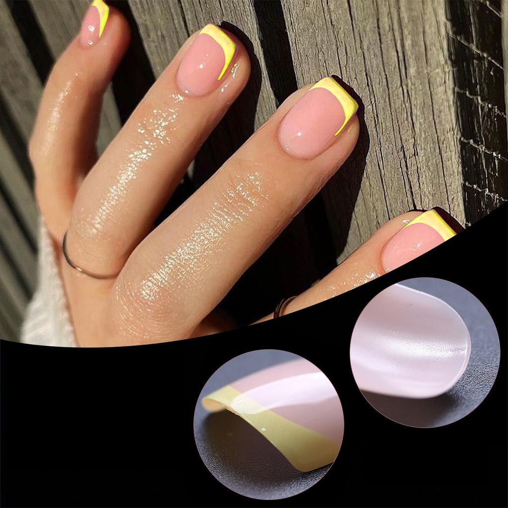 120-Piece Short Colored French False Nails - Removable Nail Art Set