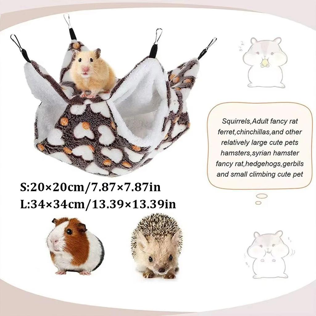 Double Layered Hamster Plush Hammock Cozy Warm Four Seasons Small Pet Hanging Nest Pet Supplies for Small Pet Hamster Guinea Pig