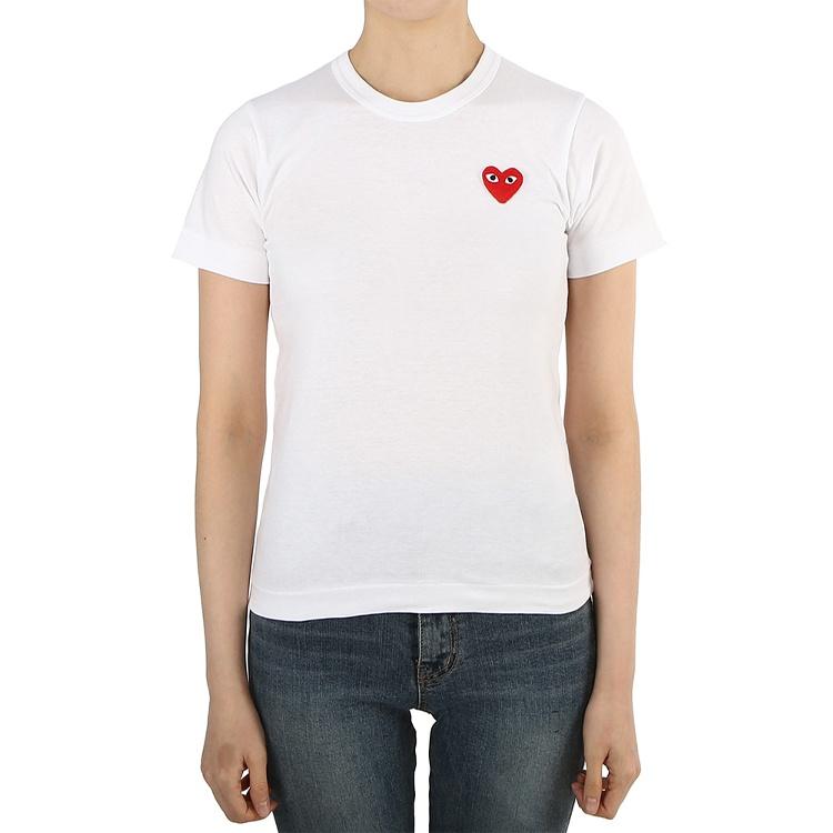 Comme des Garçons PLAY (WMNS) COMME Des GARCONS PLAY CDG Play Chest Logo Tee 'White Red' Women's AZ-T107-051-2