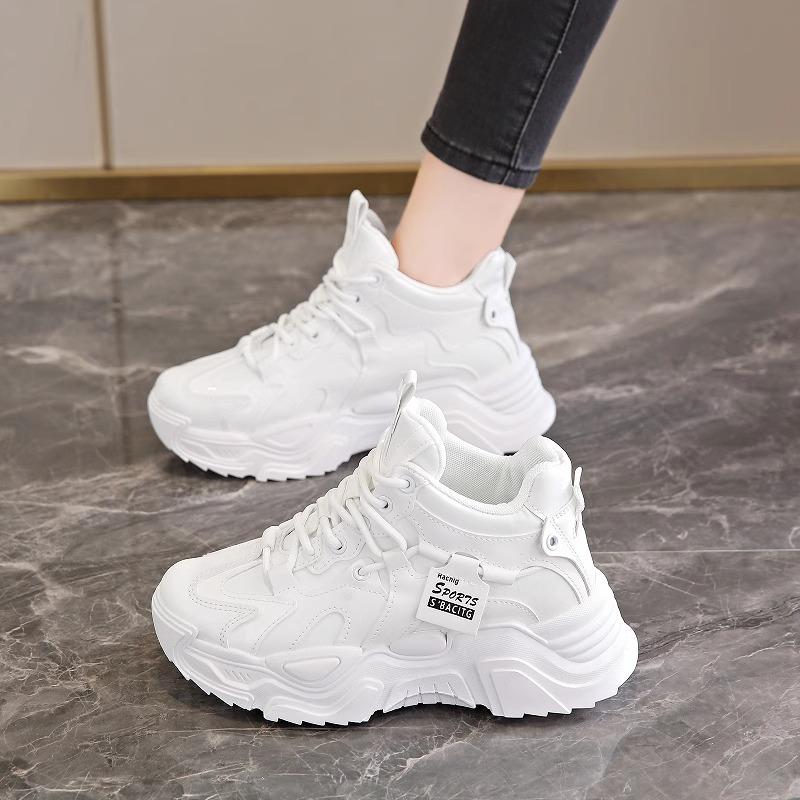 Soft-soled dad shoes autumn new velvet warm sneakers high-top thick-soled