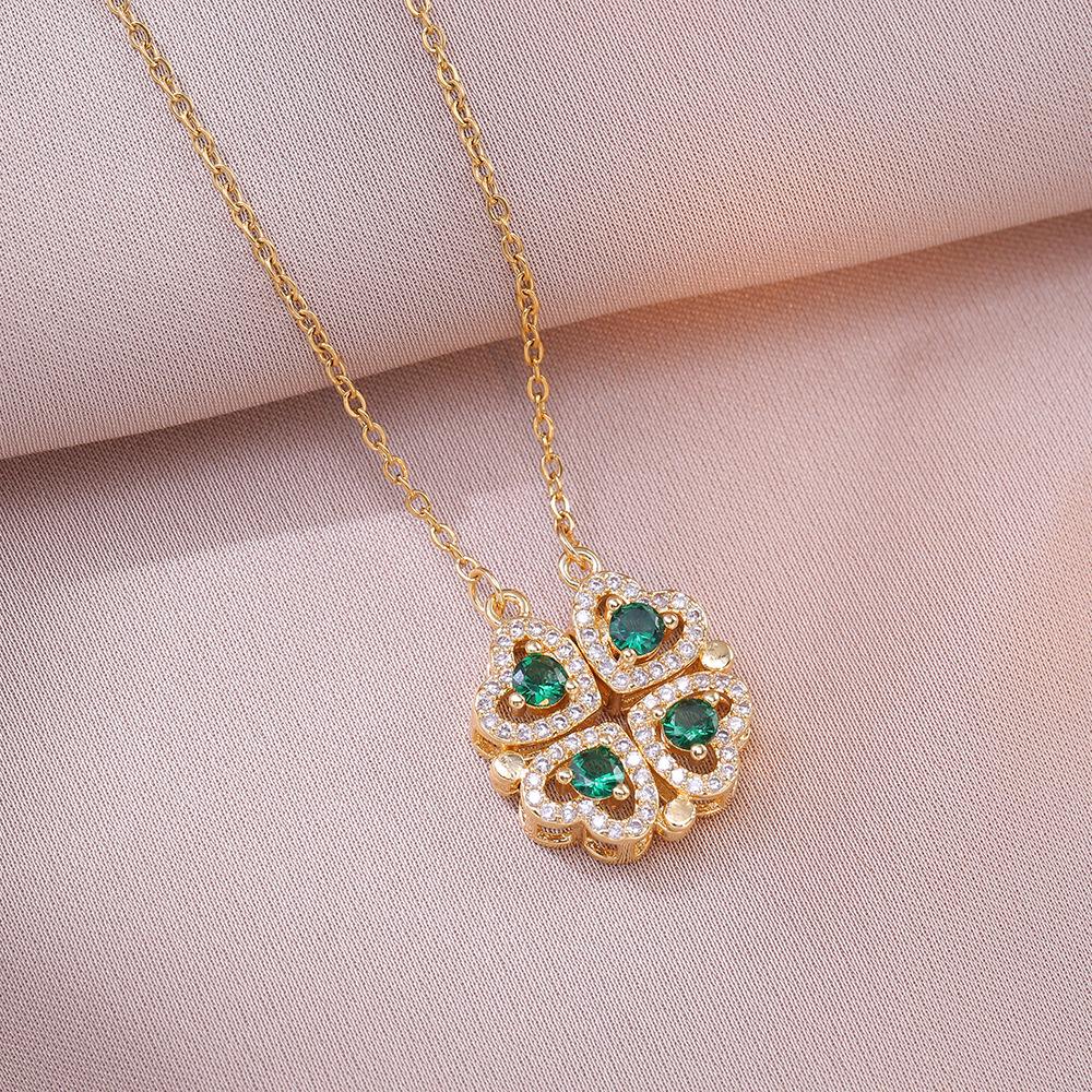 Heart-to-Heart Openable Four-Leaf Clover Necklace - High-End Light Luxury Clavicle Chain