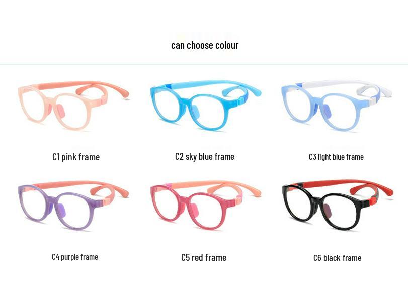 TR Dětské protiskluzové silikonové brýle: Módní brýlové obroučky blokující modré světlo 9109