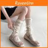 Ballet Ribbon Butterfly Knot Stockings With Mesh Knit For Spring Young Women