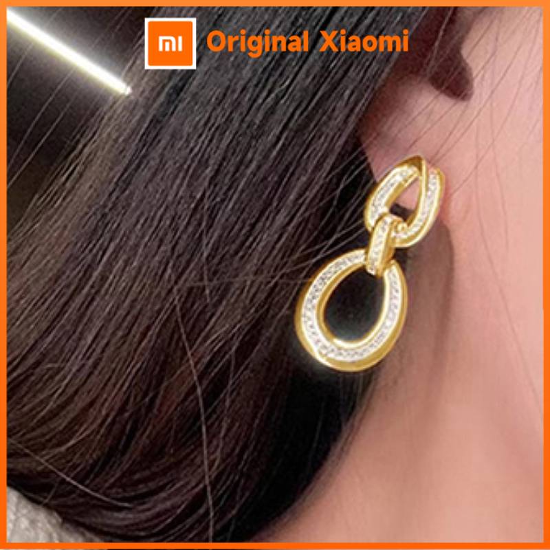 Xiaomi Huitan Luxury Gold Color Women Drop Earrings Circle Linked Design Party Wedding Accessories Jewelry Inlaid Shiny CZ for Lady
