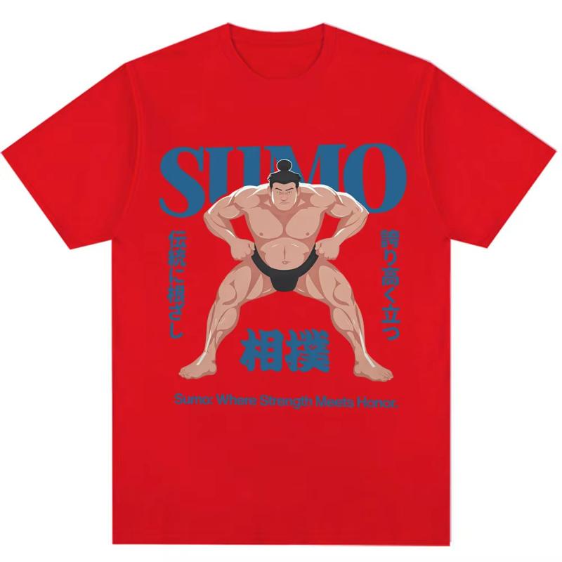 Japanese Style Sumo Wrestling Graphic T Shirt Men Women 90s Vintage T-shirts Oversized Cotton Casual Streetwear