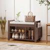 Shoe Bench 2-Tier Boot Section Entryway Storage Bench Cushioned Seat 80 X 30 X 50 Cm Dark Brown and Cream