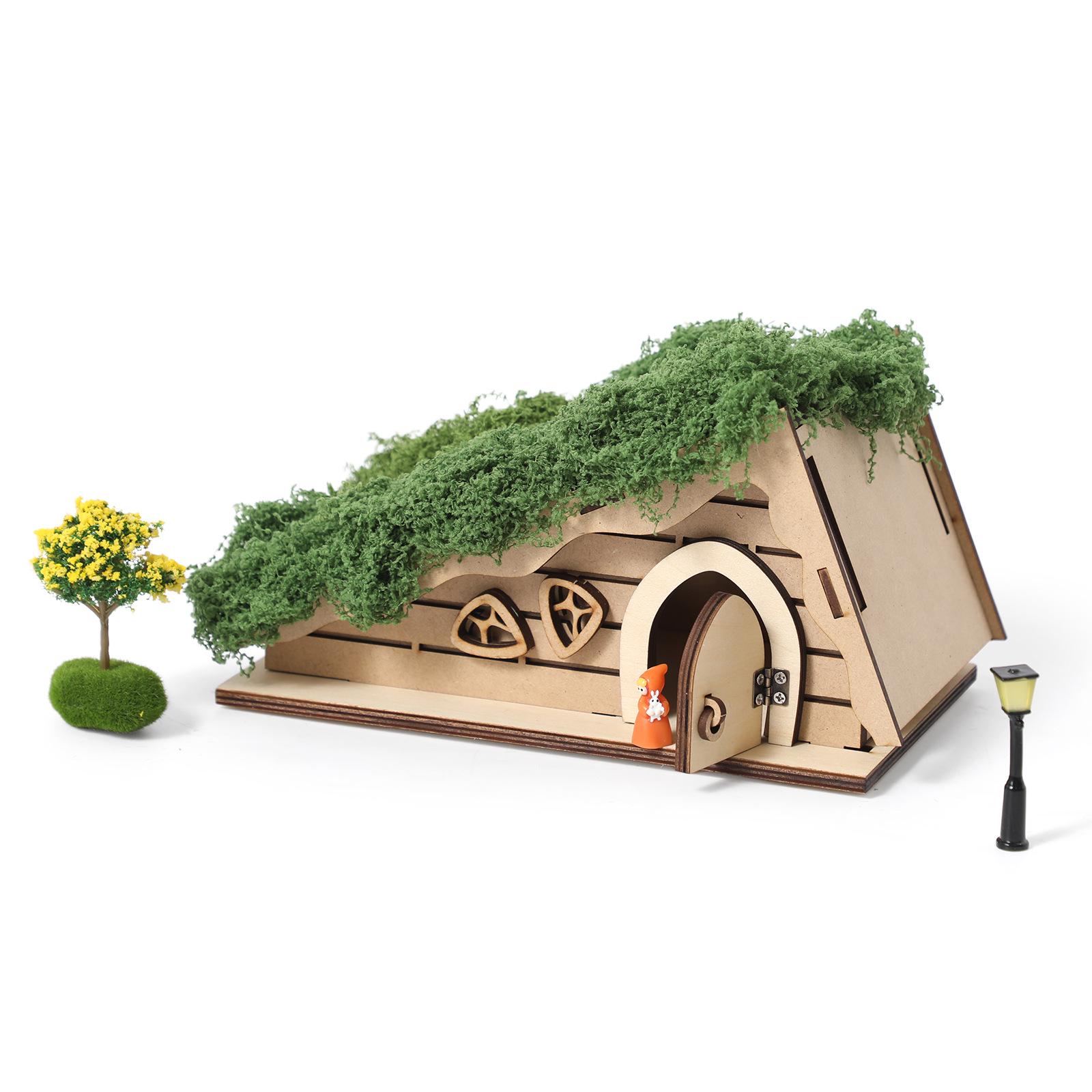 

DIY Handmade Moss Wood Cabin Building Blocks - Educational Brain-Teaser Toy for Kids