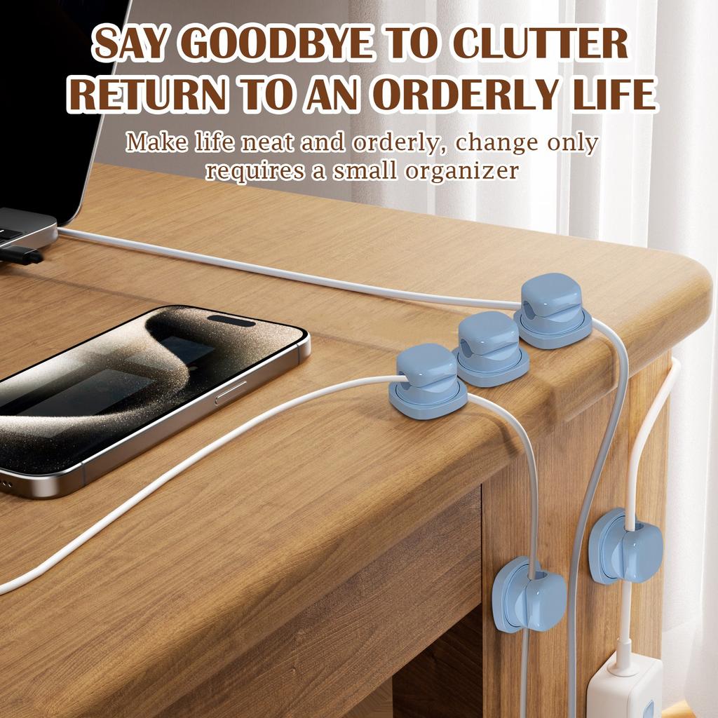 Rotatable Cable Organizer Desktop Data Cable Storage And Collection Mobile Phone Charging Cable Clip Spring Fixed Cable Organizer