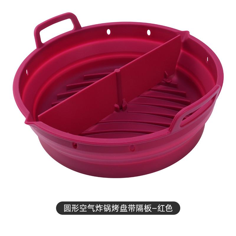 Airfryer Siliconen Vorm Mand Bakplaat Set Rond Airfryer Grillrek Accessoires Herbruikbare Airfryer Vorm Voering Bakgerei brown