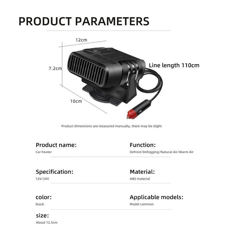2 IN 1 Car Cooling & Heater Fan 12V 120W 24V 200W Auto Windshield Anti-Fog Electric Heating Dryer Defogging Demister Defroster