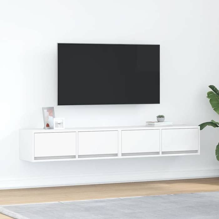 VidaXL TV Furniture 2 Pcs White 80x31x25.5 Cm Engineered Wood, TV Stand, Hi-fi Cabinet, Entertainment Center, TV Buffet, 861509