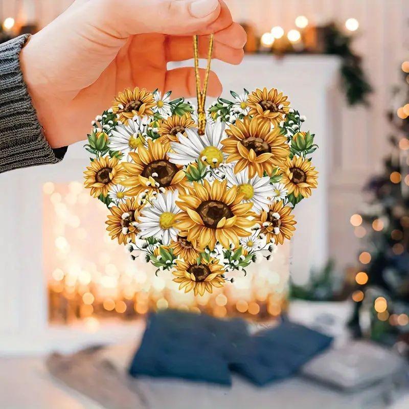 Sunflower Cartoon Lovely Acrylic Car Hanging Decoration For Cheerful Appeal Interior