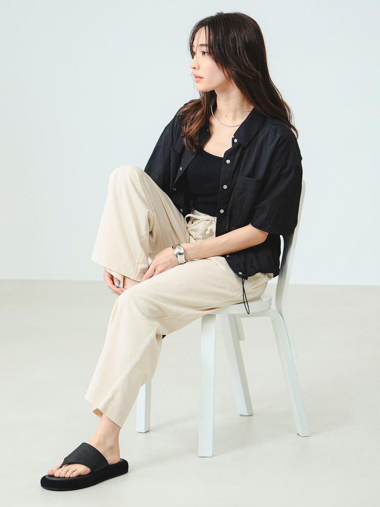 B:MING by BEAMS Women's NATURAL S Easy Pants with a Satin Texture