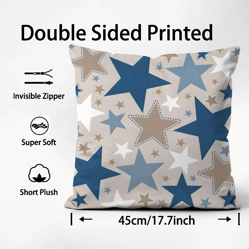 

Stars Fashion Cushion Cover Plush Fabric Soft DoubleSided Printed Sofa Warm Winter Home Child Gift Pillow Case 30x30cm