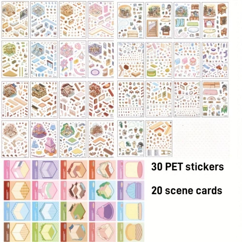 Cartoon Landscape Sticker Book 20in1 Miniature Scene Scrapbook Kit 3D Stickers Scene Set  Kid Toy