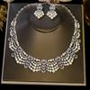 Luxury Crystal Zircon Circular Shape Golden Pearl Necklace Women Dubai Bridal Wedding Birthday Party Indian Jewelry Set Gift