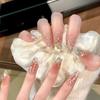 Wen Jingling Glittering Fireworks Elf Press-On Nails - Transparent Ice with Dazzling Diamonds, Reusable & Easy To Apply.