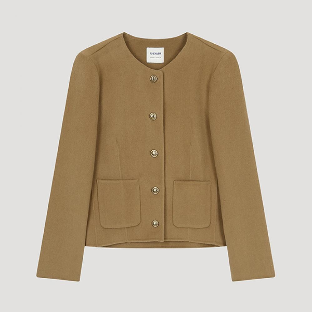 

She S miss шерстяной круглый воротничок ручной работы жакет Swhjko42030 Ca Camel/55