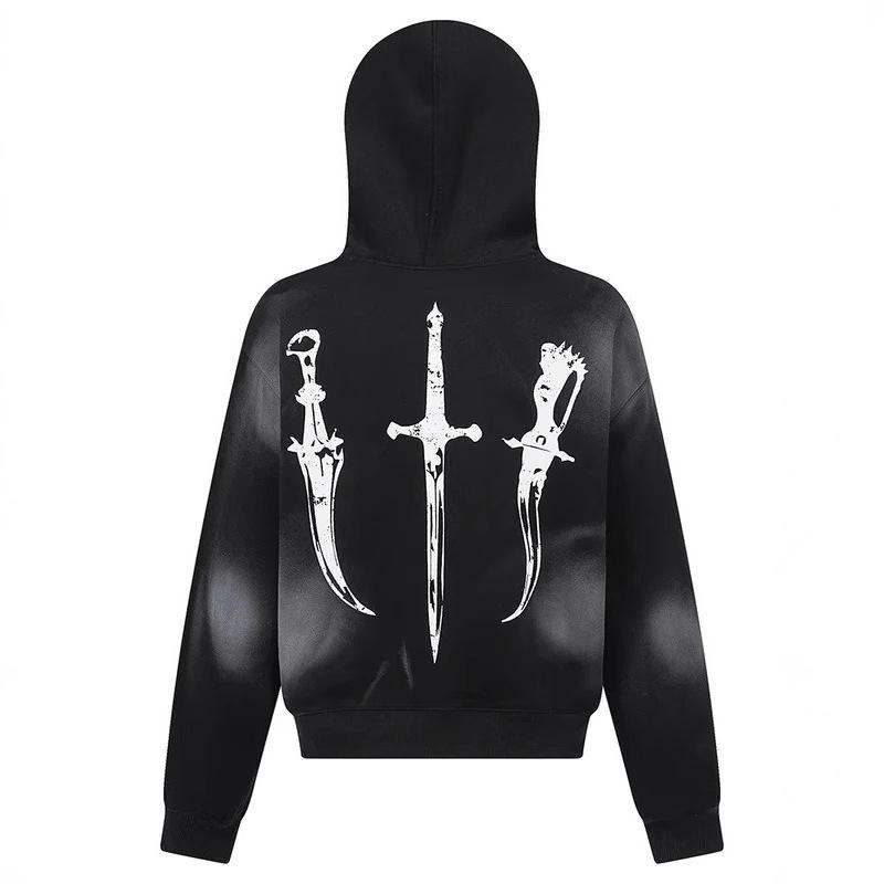 European and American autumn and winter pure color casual personality graffiti print plush hat edge trend women's fashion hooded sweatshirt