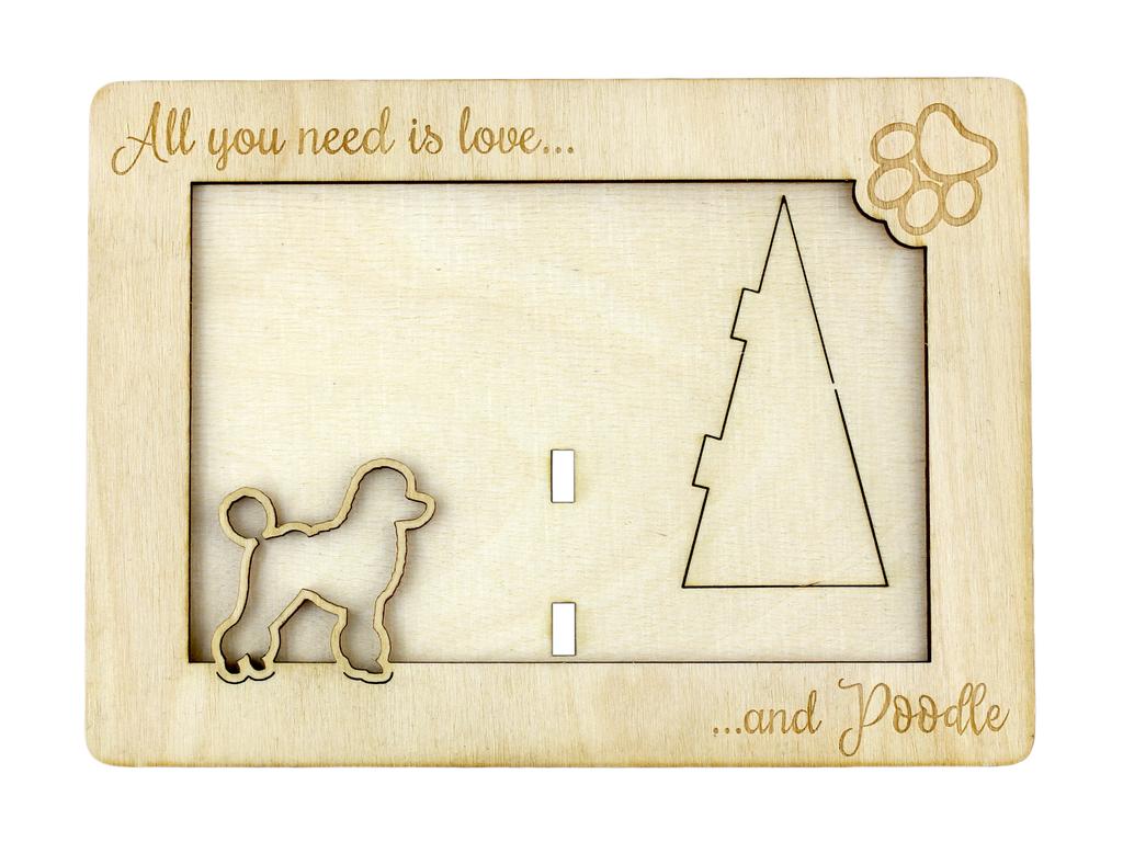 Poodle - Photo frame, engraved wooden frame, a lovely gadget for the dog lover by Art-Dog
