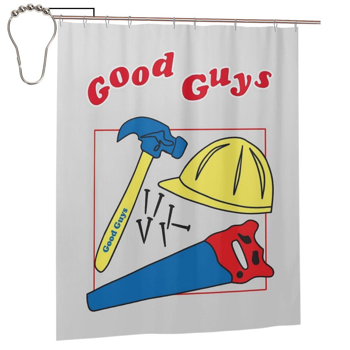 

Good Guys Child S Play Chucky - Killer Doll - Construction Shower Curtain Bathroom Polyester Waterproof Bath Curtains With Hooks W60H190(CM)-1 Pcs