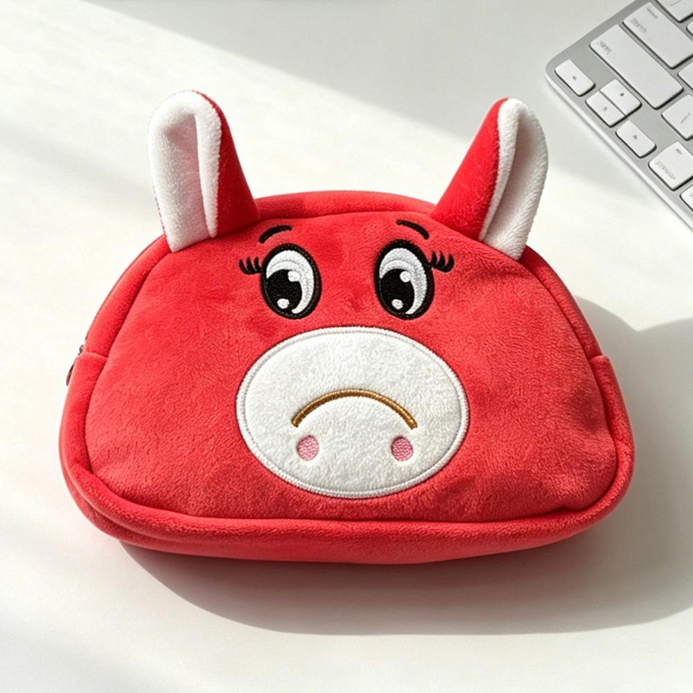 Large Capacity Pencil Case Plush Stationery Pouch Cartoon Earphone Pouch Stationery Organizer