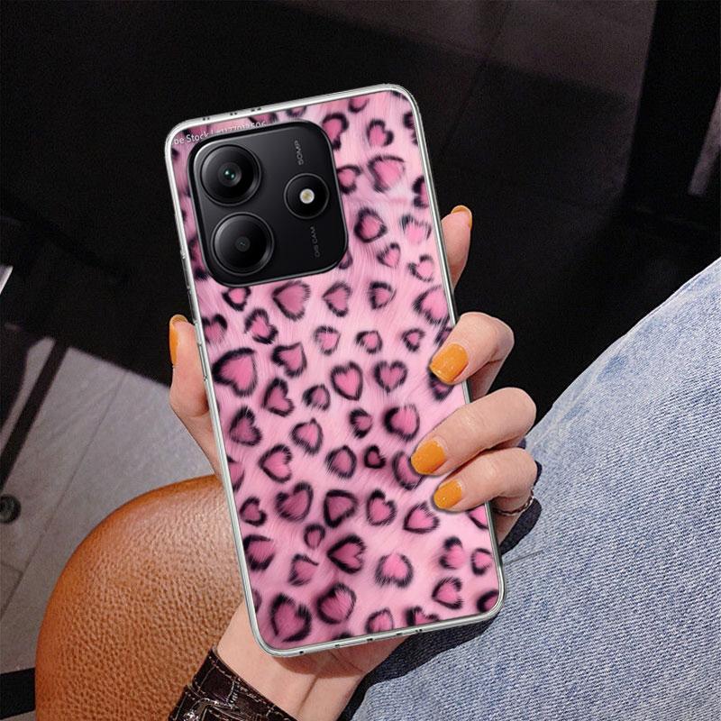 Pink Leopard Print Phone Case For Xiaomi Redmi Note 15 14 13 12S 12 11 Pro Plus 14S 11S 11E 10 10S 11T 5G Personalized Cover Red
