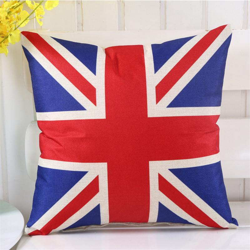 45x45cm Vintage Flag Printed Cotton Linen Home Living Room Sofa Cushion Cover Decoration Throw Pillowcase