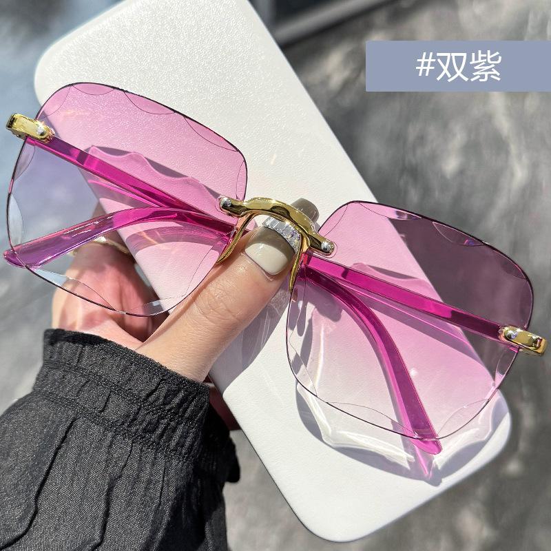 New Rimless Women Sunglasses Fashion Gradient Lenses Sun Glasses Lady Vintage Alloy Legs Classic Designer Shades Uv400