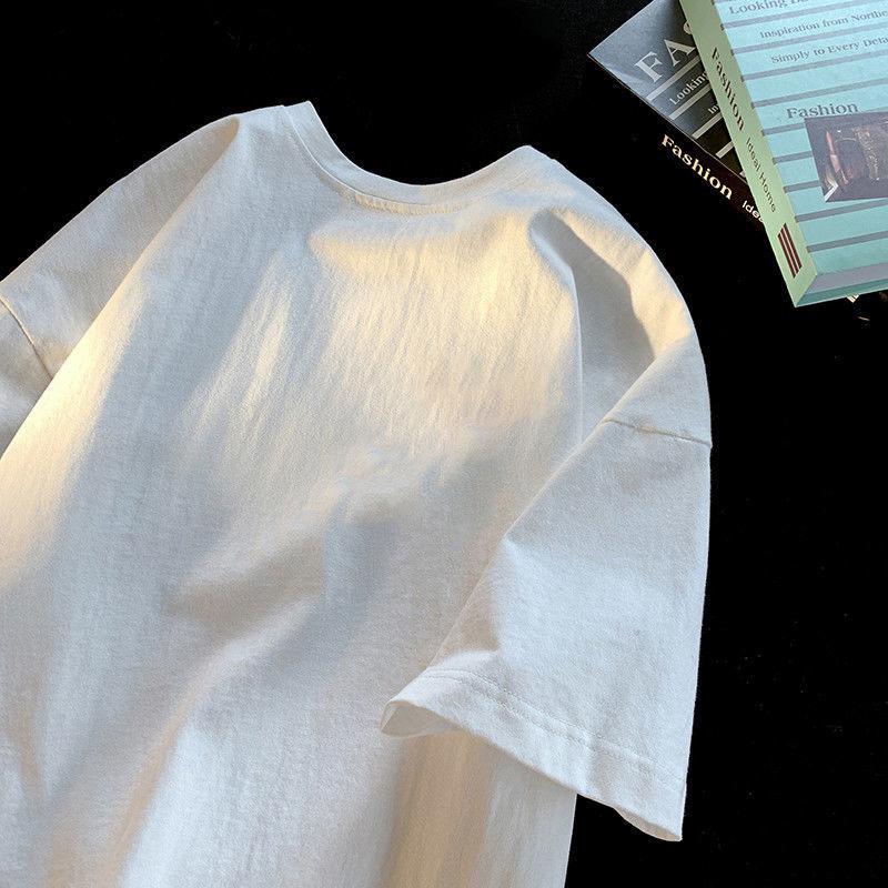 

100% Pure Cotton Loose Drop Shoulder Unisex Summer Top - Hong Kong Style M білий