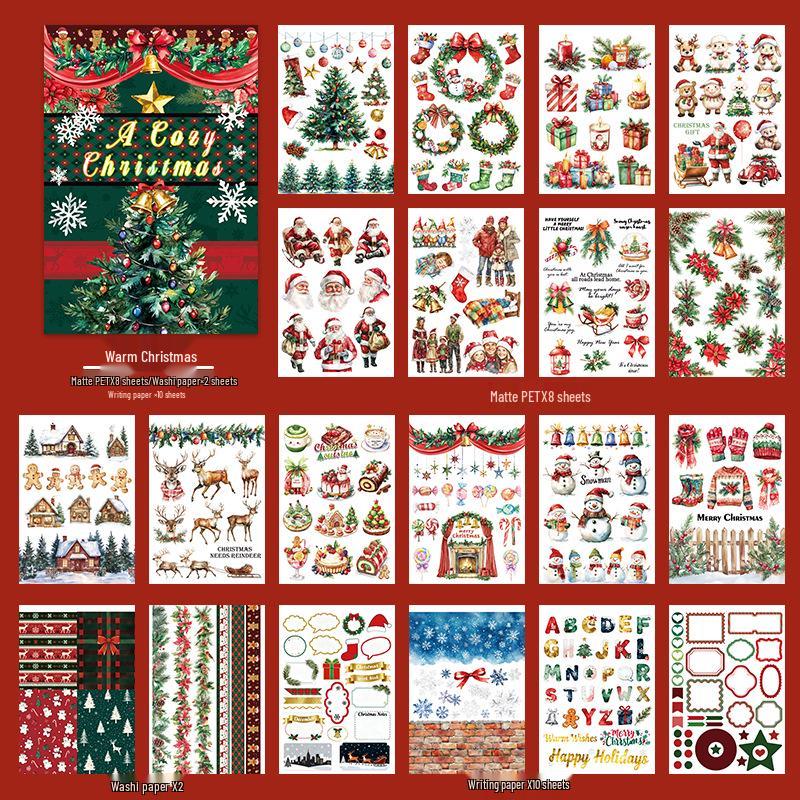 

European Retro Christmas Cartoon Stickers: Die-Cut Characters for Diary Decoration and Festival Themes