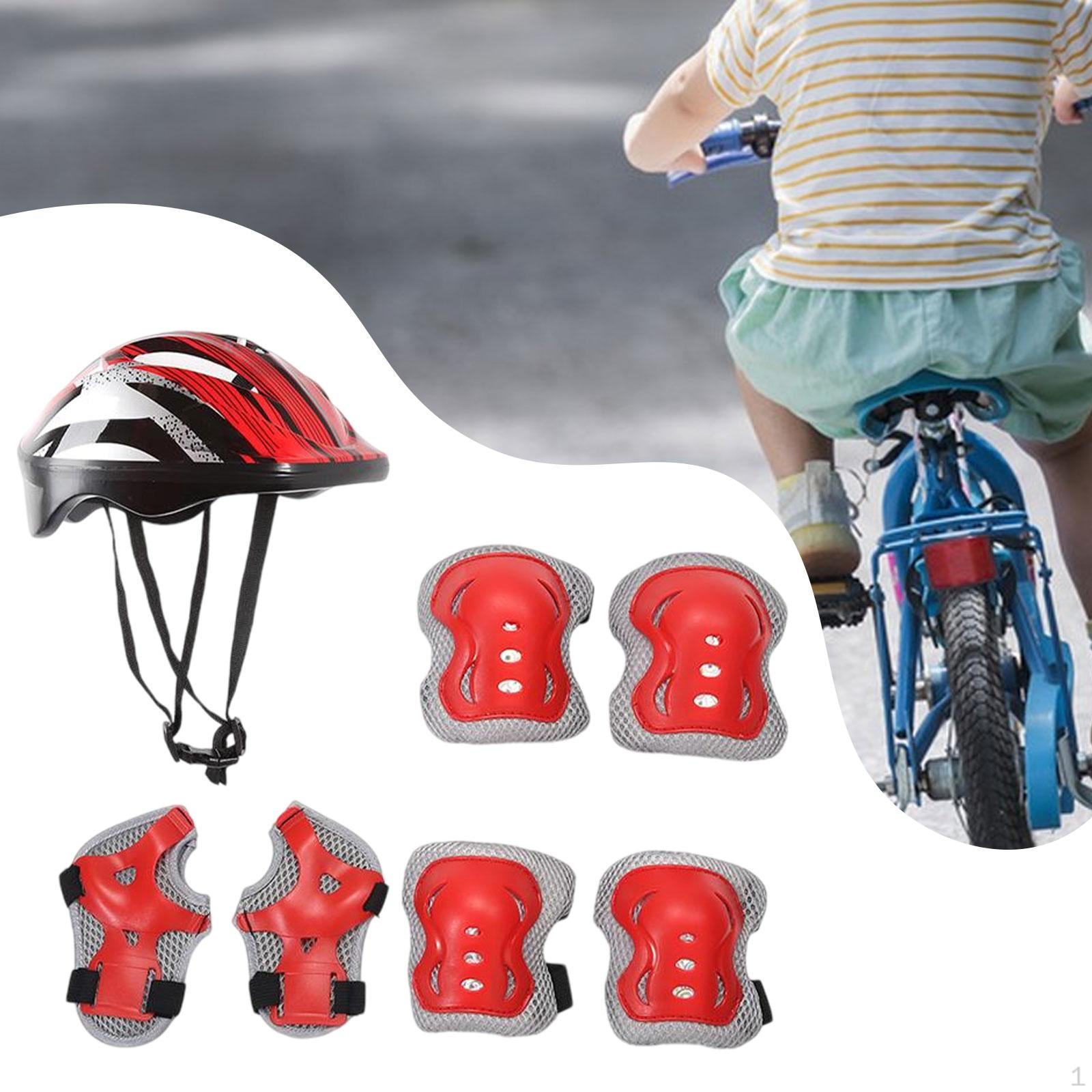 Детский велосипедный шлем наколенники набор велосипедный регулируемый спортивный запястье для активного отдыха красный