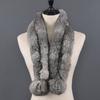 Natural Fur Scarf Winter Women Warm 100%Genuine Real Rex Rabbit Fur Scarf New Fashion Russia Lady Real Fur Shawl Pompom