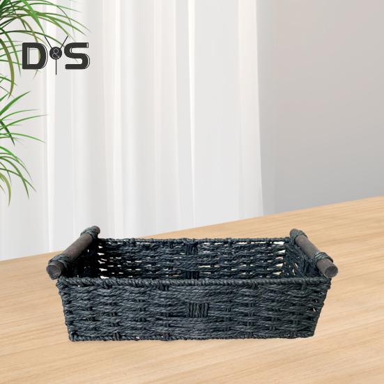 Rechteckiger Aufbewahrungskorb mit Griff, großes Fassungsvermögen, Mehrzweck, handgefertigt, dekorativ, geflochtener Korb, Dekoration