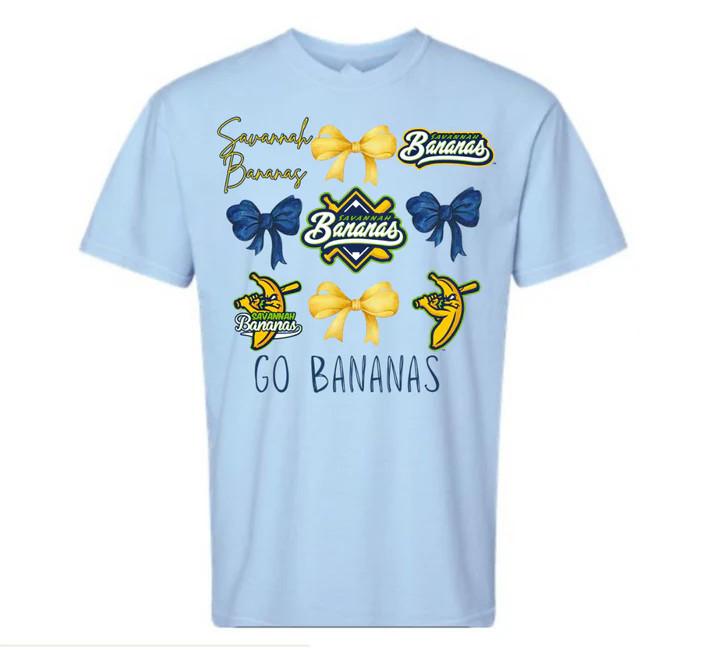 Savannah Bananas Bow Collage Shirt Light Blue Unisex S-5XL 1J0750 Unisex T-Shirt S