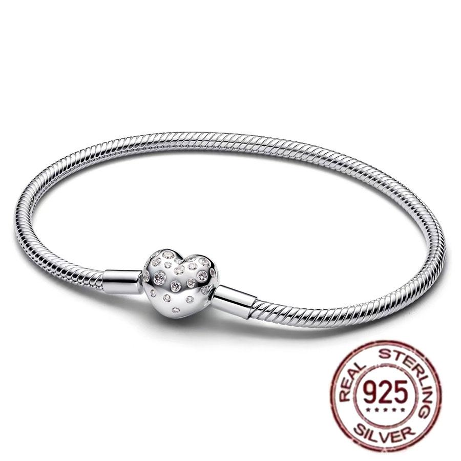 Best-selling 925 Sterling Silver Heart-shaped Crown Snake Bone Chain, Perfect for the Original DlY Bracelet! Ladies' Birthday Fa