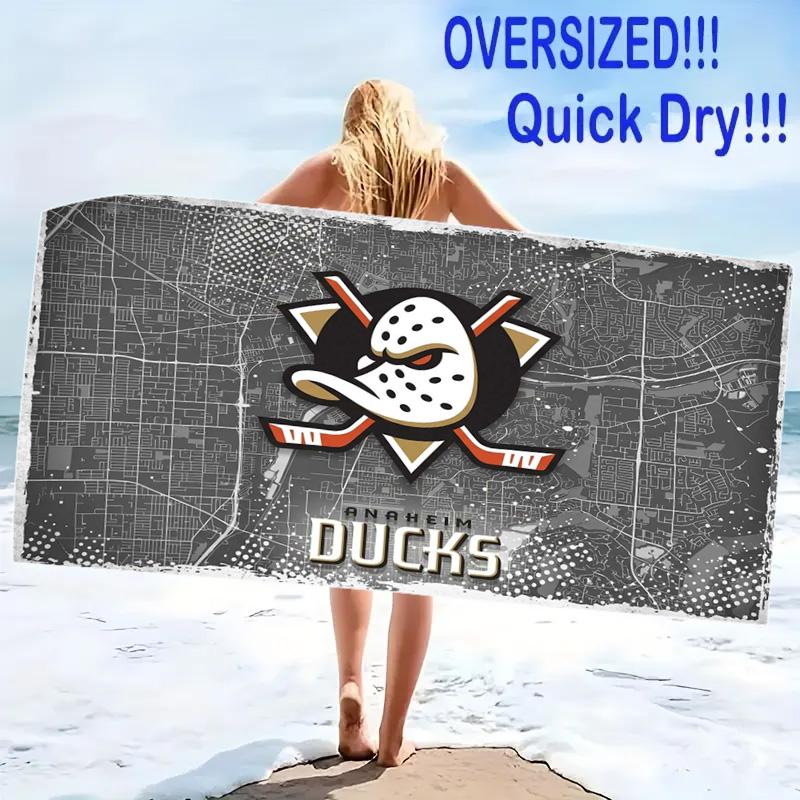 Anaheim Ducks Print Beach Towel, Large Soft Quick Dry Towel for Beach Camping Swimming