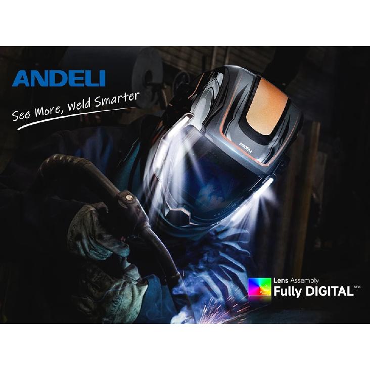 ANDELI Auto Darkening Welding Helmet with Large Viewing True Color Welding Mask 6 Arc Sensor 1/1/1/2 for Welding Cut Grind Area