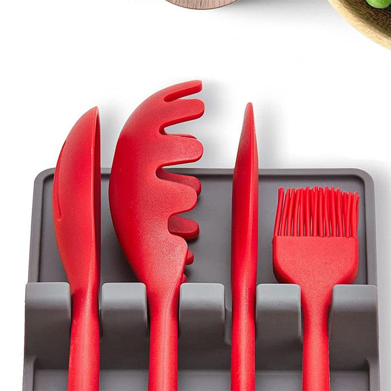 Multi-functional Silicone Kitchen Tool Holder for Spoon, Ladle, Spatula, Chopsticks and Scraper, Easy Storage Rack and Holder