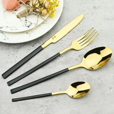 4-teiliges Besteckset aus Schwarzgold, Messer, Gabel, Löffel, Geschirr aus Edelstahl, Geschirr für Partys, Küche, Besteck, Besteckset