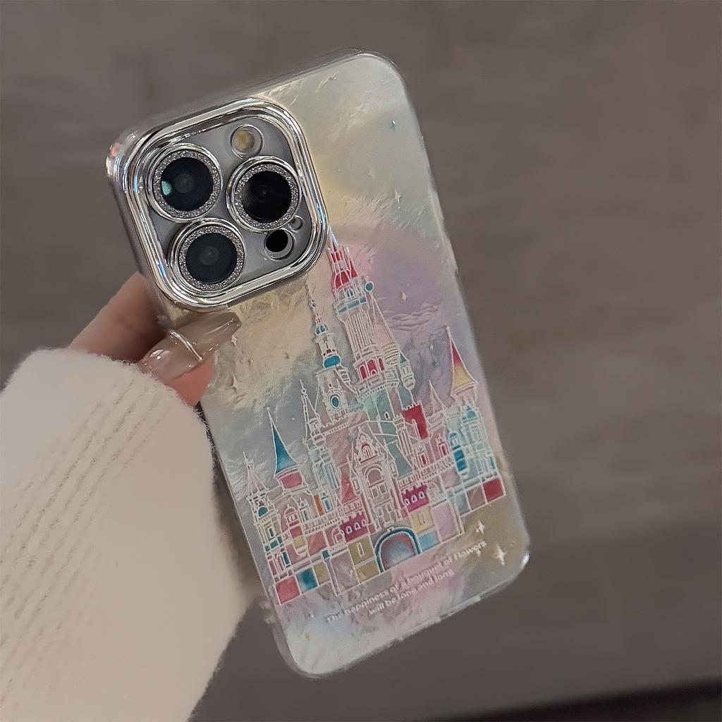 Fantasy Ins Colorful Castle Apple 17 Mobile Phone Case Iphone16 Suitable for 14pro Max Plush Chain 13 Full Package