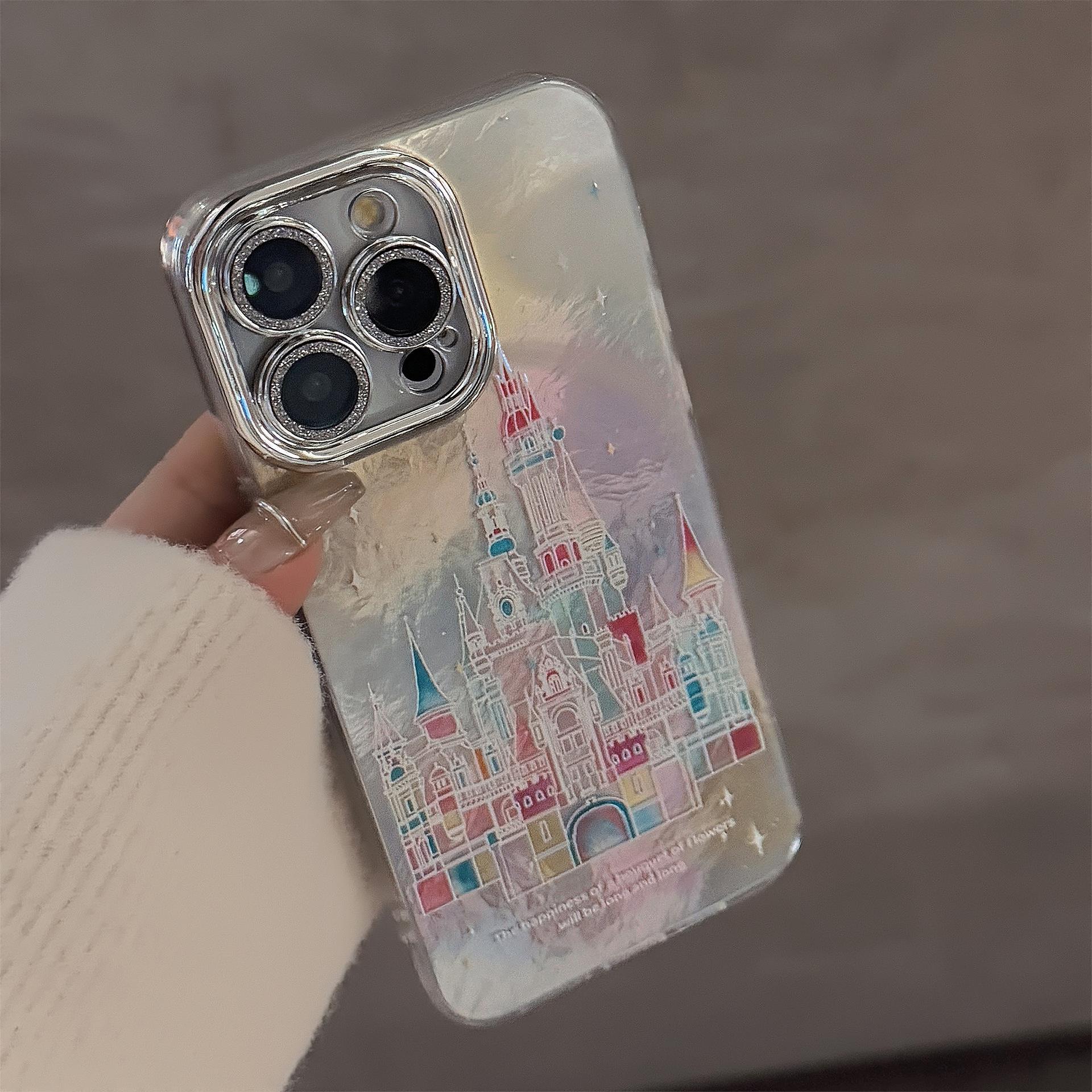 

Fantasy Ins Colorful Castle Apple 17 Mobile Phone Case Iphone16 Suitable for 14pro Max Plush Chain 13 Full Package 12pro