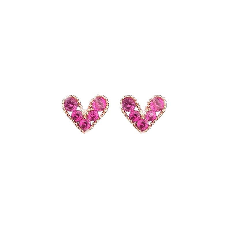 Sweet Red Heart Dangle Earrings, Heart-Shaped Peach Studs, Elegant Celebrity Style for Women сердечки серьги