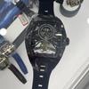 Orologio Mini Focus, Orologio da Uomo a Forma di Botte di Vino Cassa in Acciaio Completamente Scheletrato Automatico Meccanico Orologio da Uomo 0603G