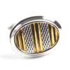 Excellent Dunhill Cufflinks cufflinks Oval Shape Bi-Color Textured Stripes Silver SV925 mens Used