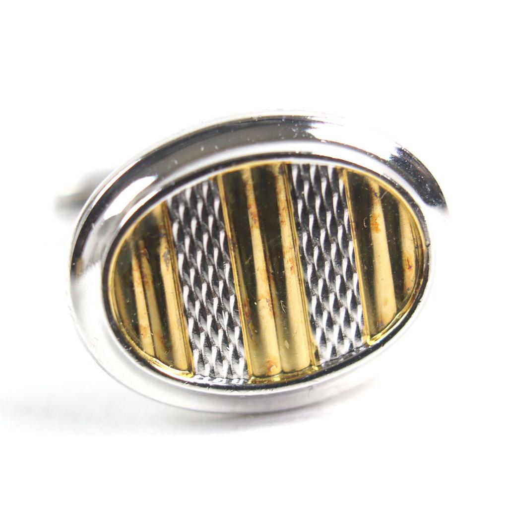 Excellent Dunhill Cufflinks cufflinks Oval Shape Bi-Color Textured Stripes Silver SV925 mens Used