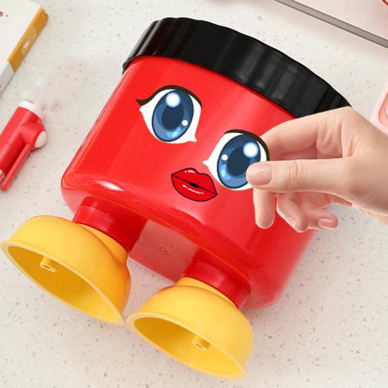 Simpatico Portapenne Cartone Animato con Piedini Grande Capacità Tondo Organizzatore da Scrivania per Materiale Scolastico e da Ufficio Scatola Decorativa Portaoggetti da Scrivania